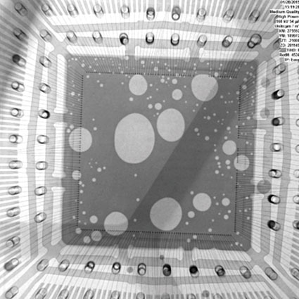 Рис. 7b — Рентгеновское изображение ИС внутри готового изделия, режим высокой энергии, 160 кВ, 55 μA